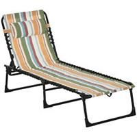 Outsunny Folding Beach Chair Chaise Lounge 4 Adjustable Positions, Multicolored