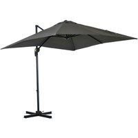 Outsunny 2.5 x 2.5m Patio Offset Parasol Cantilever Umbrella Sun Shade Canopy Shelter 360 Rotation with Crank Handle and Cross Base, Grey