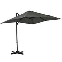 Outsunny Square Cantilever Roma Parasol 360 Rotation w/ Hand Crank, Grey