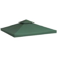 Outsunny 3(m) 2 Tier Garden Gazebo Top Cover Replacement Canopy Roof Dark Green