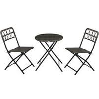 Outsunny 3 PCS Folding Rattan Wicker Bistro Set, Coffee Table Set, Grey
