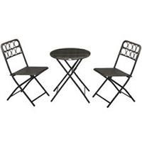 Outsunny 3 PCS Folding Rattan Wicker Bistro Set, Coffee Table Set, Grey