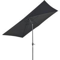 Outsunny 2 x 3(m) Garden Parasols Umbrellas Rectangular Patio Market Umbrella Outdoor Sun Shade w/Crank & Push Button Tilt, 6 Ribs, Aluminium Pole, Black
