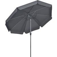 Outsunny 2.7m Patio Parasol Garden Umbrellas Outdoor Sun Shade Table Umbrella with Tilt, Crank, 8 Ribs, Ruffles, Black