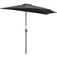 Outsunny 2.7m Balcony Half Parasol 5 Steel Ribs Construction Garden Outdoor Umbrella Black