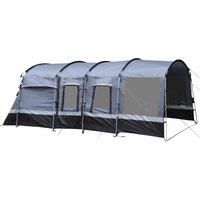 Outsunny 8-Person Camping Tent, Waterproof Family Tent, Tunnel Design, 4 Large Windows, Sleeping Cabins 3000mm Water Column Grey