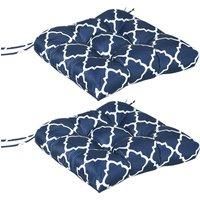 Outsunny Set of 2 Chair Cushions Seat Pads Indoor Outdoor Seat Cushions with Ties and Tufted Design for Garden Chairs, Blue