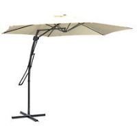 Outsunny 3m Cantilever Parasol with Easy Lever Crank Handle 6 Metal Ribs White