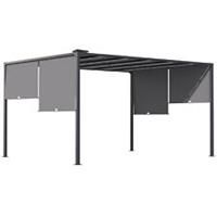 Outsunny 3m x 4m utdoor Garden Pergola with LED Lights Retractable Roof Grey