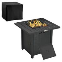 Outsunny 50,000 BTU Gas Firepit Table with Protective Cover, Spark Guard
