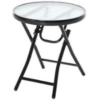 Outsunny Folding Garden Table Round Foldable Table with Safety Buckle Black
