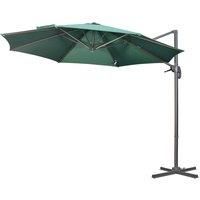 Outsunny 3 x 3(m) Cantilever Parasol with Cross Base, Garden Umbrella with 360 Rotation, Crank Handle and Tilt for Outdoor, Patio, Green