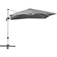 Outsunny 3 x 3(m) Cantilever Parasol, Square Garden Umbrella with Cross Base, Crank Handle, Tilt, 360 Rotation and Aluminium Frame, Grey