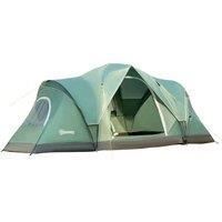Outsunny 5-6 Man Dome Camping Tent Hiking Shelter UV Protection 3000mm Water Resistant Tunnel Tent - Dark Green