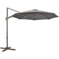 Outsunny 3(m) Cantilever Parasol 360° Rotation Roma Umbrella Hanging Sun Shade with Aluminum Frame, Tilt Crank, 8 Ribs and Cross Base, Dark Grey