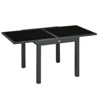 Outsunny Extendable Outdoor Dining Table Patio Table with Aluminium Frame Black