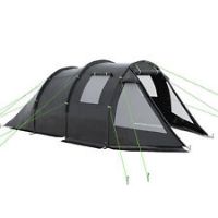 Outsunny 3-4 Persons Tunnel Tent, Two Room Camping Tent w/ Windows, Black