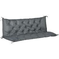Outsunny 3 Seater Garden Bench Cushion Outdoor Seat Pad with Ties Dark Grey