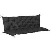 Outsunny 3 Seater Bench Cushion, Garden Chair Cushion with Back and Ties for Indoor and Outdoor Use, 98 x 150 cm, Black