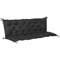 Outsunny 3 Seater Garden Bench Cushion Outdoor Seat Pad with Ties Black