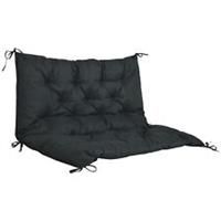 Outsunny 2 Seater Garden Bench Cushion Outdoor Seat Pad with Ties Black