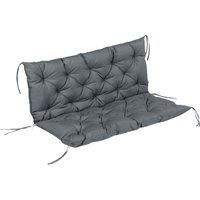 Outsunny Garden Bench Cushion, 2 Seater Swing Chair Cushion, Seat Pad with Ties for Indoor and Outdoor Use, 110 x 120 cm, Dark Grey