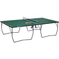 SPORTNOW 9FT Outdoor Folding Table, Tennis Table, with 8 Wheels, for Indoor and Outdoor Use - Green