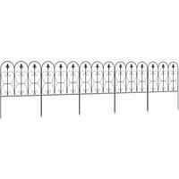 Outsunny Decorative Garden Fencing, 5PCs Outdoor Picket Fence Panels, Rustproof Metal Wire Landscape Flower Bed Border Edging Animal Barrier, Black