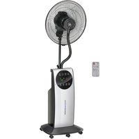 HOMCOM Pedestal Fan with Water Mist Spray, Humidifying Misting Fan, Standing Fan with 3 Speeds, 3.1L Water Tank, Timer and Electric Mosquito Killer Jack, Black