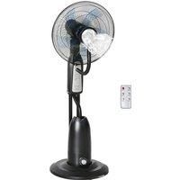 HOMCOM Pedestal Fan with Water Mist Spray, Humidifying Misting Fan, Standing Fan with 3 Speeds, 2.8L Water Tank, Timer and Remote, Black