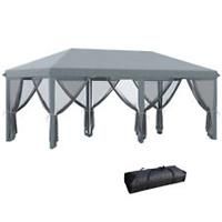 Outsunny 6 x 3m Pop Up Party Tent Canopy with 6 Removable Sidewalls Grey