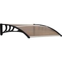 Outsunny Curved Window Door Canopy Aluminium Rigid Plastic Polycarbonate Fixed Outdoor Awning Modern Design UV Water Rain Resist 100 x 75cm Brown