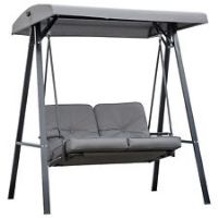 Outsunny 2 Seater Garden Outdoor Swing Chair Hammock w/ Adjustable Canopy Grey