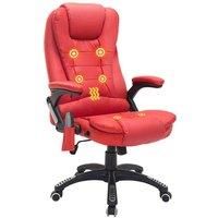 HOMCOM Executive Office Chair with Massage and Heat, High Back PU Leather Massage Office Chair With Tilt and Reclining Function, Red