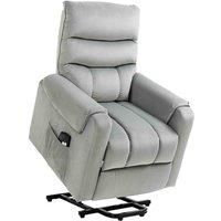 HOMCOM Vibration Massage Rise and Recliner Chair, Electric Power Lift Recliner with Remote Control and Side Pocket, Grey