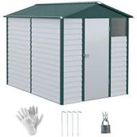 Outsunny 9'x6' Galvanized Metal Garden Shed Tool Storage Shed for Backyard Patio