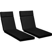 Outsunny Set of 2 Sun Lounger Cushions, Replacement Cushions for Rattan Furniture with Ties, 196 x 55 cm, Black