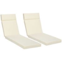 Outsunny Set of 2 Lounger Cushions Deep Seat Patio Cushions with Ties White