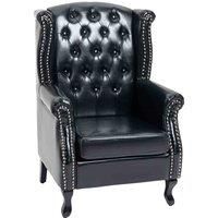 HOMCOM Wingback Accent Chair Tufted Chesterfield-style Armchair with Nail Head Trim for Living Room Bedroom Black