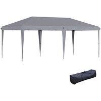 Outsunny 3 x 6 m Pop Up Gazebo, Foldable Canopy Tent, Height Adjustable Wedding Awning Canopy w/Carrying Bag, Grey