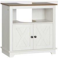 kleankin Bathroom Sink Cabinet, Under Sink Storage Cabinet with Double Doors and Shelves, White