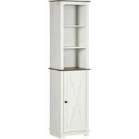 kleankin Tall Bathroom Floor Cabinet, Free Standing Storage Cupboard with Door and Adjustable Shelves for Kitchen, Living Room, White