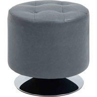 HOMCOM 360 Swivel Foot Stool Round PU Ottoman with Thick Sponge Padding and Solid Steel Base, Grey