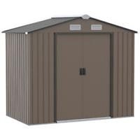 Outsunny Garden Shed Storage Unit w/Locking Door Floor Foundation Vent Brown