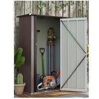 Outsunny 5ft x 3ft Garden Metal Storage Shed, Outdoor Tool Shed with Sloped Roof, Lockable Door for Equipment, Bikes, Brown