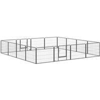 PawHut Heavy Duty Dog Pen with 2 Doors, 16 Panels Dog Playpen, Portable Puppy Pen for Indoors, Outdoors, 60H cm