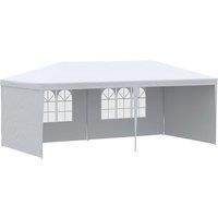 Outsunny 6 x 3 m Party Tent Gazebo Marquee Outdoor Patio Canopy Shelter with Windows and Side Panels White