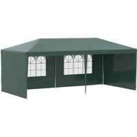 Outsunny 6x3 m Party Tent Gazebo Marquee Outdoor Patio Canopy Shelter with Windows and Side Panels, Green