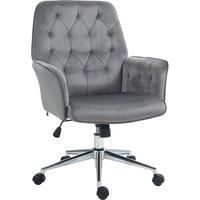 Vinsetto Linen Computer Chair with Armrest, Modern Swivel Chair with Adjustable Height, Dark Grey