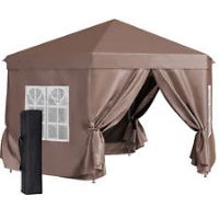 Outsunny 4x4m Garden Gazebo Tent Outdoor Metal Adjust Sun Shade w/ Net